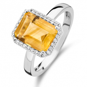 Bague One More Citrine et diamants sur or blanc 0.12 ct  - Etna 064511JA 
