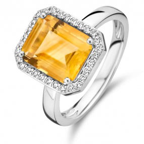 Bague One More Citrine et diamants sur or blanc 0.21 ct  - Etna 064513JA 
