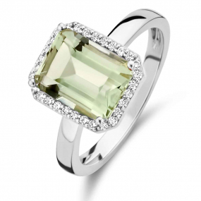 Bague One More prasiolite et diamants sur or blanc 0.12 ct  - Etna 064511YA 
