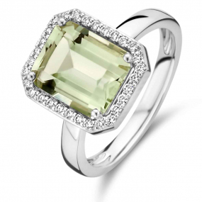 Bague One More Prasiolite et diamants sur or blanc 0.21 ct  - Etna 064513YA 
