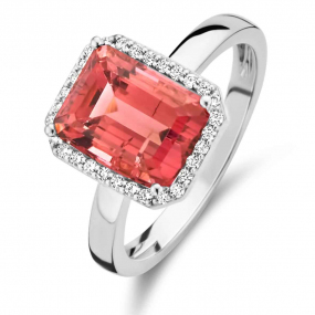 Bague One More Tourmaline rose et diamants sur or blanc 0.12 ct  - Etna 064511RA 
