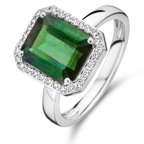 Bague One More Tourmaline verte et diamants sur or blanc 0.21 ct  - Etna 064513QA 
