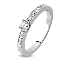 Bague or blanc solitaire Hlna 0.15 ct - 4S097