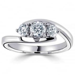 Bague or et diamant trilogie 0.60 ct - Poerava - R3-276