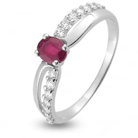 Bague oxyde et Rubis  Or 18 ct - 750/1000 - Titania - 08A376GRZ
