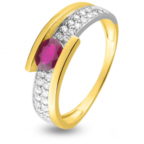 Bague oxydes et Rubis  Or 18 ct - 750/1000 - Vahin - 08PF93BRZ
