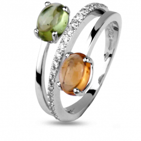 Bague Pierre fine Cirtine + Peridot en Or Blanc Mathilde