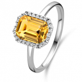 Bague Pierre fine Citrine jaune en Or Blanc Katherine