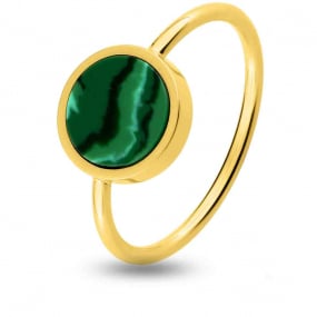 Bague Pierre fine Malachite en Or Jaune 