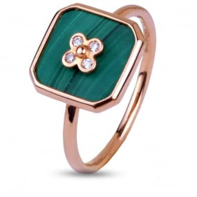 Bague Pierre fine Malachite en Or Rose Dakota