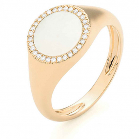 Bague Pierre fine Nacre blanche en Or Blanc Katsu