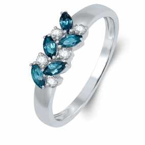 Bague Pierre fine Topaze bleue London Blue en Or Blanc Adrielle