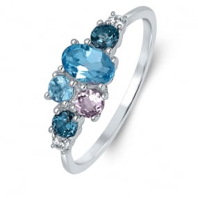 Bague Pierre fine Topaze bleue London Blue en Or Rose Love