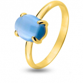 Bague Pierre fine Topaze London Blue en Or Jaune 