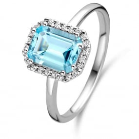 Bague Pierre fine Topaze Sky Blue en Or Blanc Claire