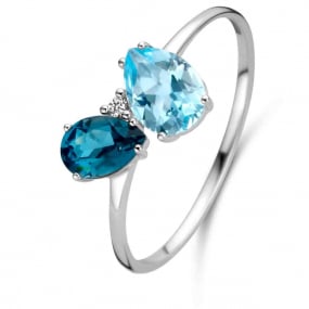 Bague Pierre fine Topaze Sky Blue en Or Blanc Kiwako