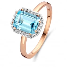 Bague Pierre fine Topaze Sky Blue en Or Rose Maelle