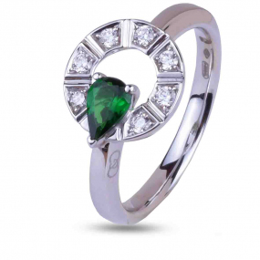 Bague Pierre fine Tsavorite en Or Blanc Tufouma