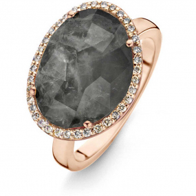 Bague Quartz Gris sur Nacre et diamants bruns - One More - Stomboli 0.22 ct  - Stromboli 053727LA 
