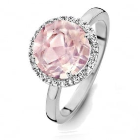 Bague Quartz Rose et diamants One More - Etna 0.16 ct  - Etna 053652XA 
