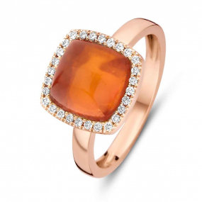 Bague quartz sur agate orange et diamants One More - Pantelleria 0.14 ct  - Pantelleria 062250H1 
