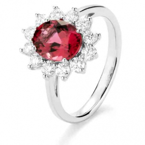 Bague Rubelite et Diamants diamant Or 18 ct - 750/1000 -  - RE029
