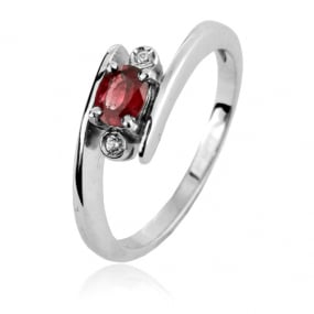 Bague rubis 0.40 ct sertie de diamants 0.04 ct diamant  - Aliya - 10367-RU
