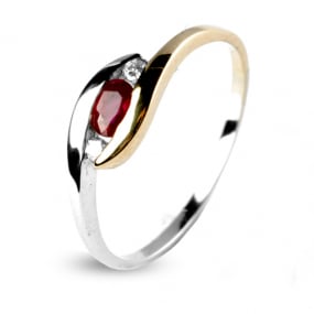 Bague rubis deux ors et diamant diamant  - Meredith - 12574-RU
