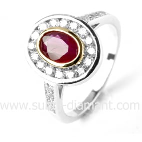 Bague rubis diamant  - Adrienne - 12077 RU
