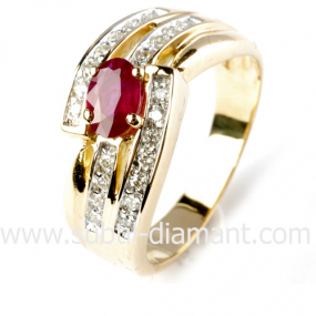 Bague rubis diamant  - Amour - 12517 RU
