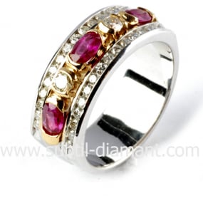 Bague rubis diamant  - Amoureuse - 11627 RU
