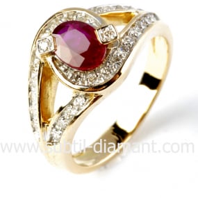 Bague rubis diamant  - Leina - 12379RU
