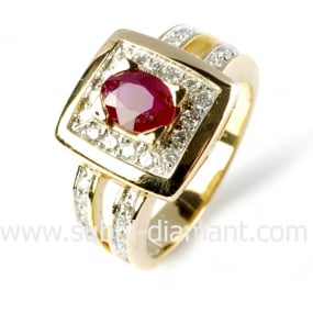 Bague rubis diamant  - Marjolaine - 12386 RU
