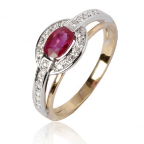 Bague rubis diamant Or 18 ct - 750/1000 - Amandine - 12857 RU
