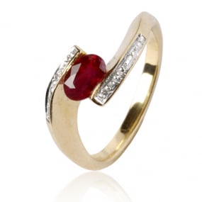 Bague rubis diamant Or 18 ct - 750/1000 - Cassandra - 11693 RU
