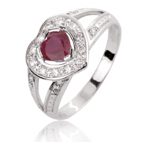 Bague rubis diamant Or 18 ct - 750/1000 - Julie - 12714 RU
