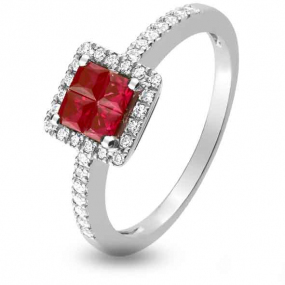 Bague Rubis diamant Or 18 ct - 750/1000 - Karine - 1.6025.R1
