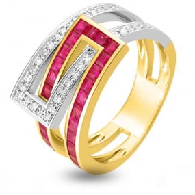 Bague Rubis diamant Or 18 ct - 750/1000 - Oxanna - 1.6168.R2
