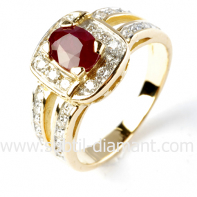 Bague rubis diamant  - Rosaria - 12375 RU
