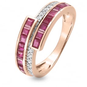 Bague Rubis et Diamants diamant Or 18 ct - 750/1000 - Adle - MI055RRB5
