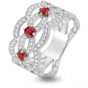 Bague Rubis et Diamants diamant Or 18 ct - 750/1000 - Alwena - 1.6187.R1
