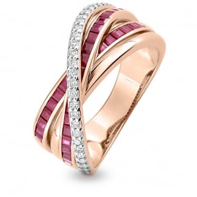 Bague Rubis et Diamants diamant Or 18 ct - 750/1000 - Artmis - 1.7342.R4
