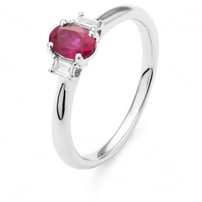 Bague Rubis et diamants diamant Or 18 ct - 750/1000 - Ashley - RD559
