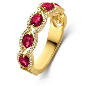 Bague Rubis et Diamants diamant Or 18 ct - 750/1000 - Clarissa - 064085RA
