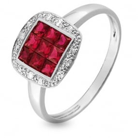 Bague Rubis et Diamants diamant Or 18 ct - 750/1000 - Esha - MM049GRB4
