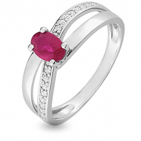 Bague Rubis et Diamants diamant Or 18 ct - 750/1000 - Exquise - MS070GRB4
