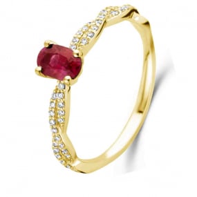 Bague Rubis et Diamants diamant Or 18 ct - 750/1000 - Heirariki - 066379RA
