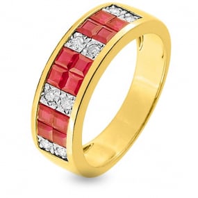 Bague Rubis et Diamants diamant Or 18 ct - 750/1000 - Ioana - NE066XRB4
