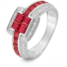 Bague Rubis et Diamants diamant Or 18 ct - 750/1000 - Isako - MY064GRB4
