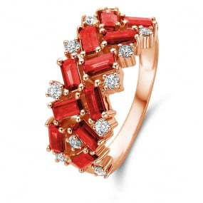 Bague Rubis et Diamants diamant Or 18 ct - 750/1000 - Kahaia - 066086RA
